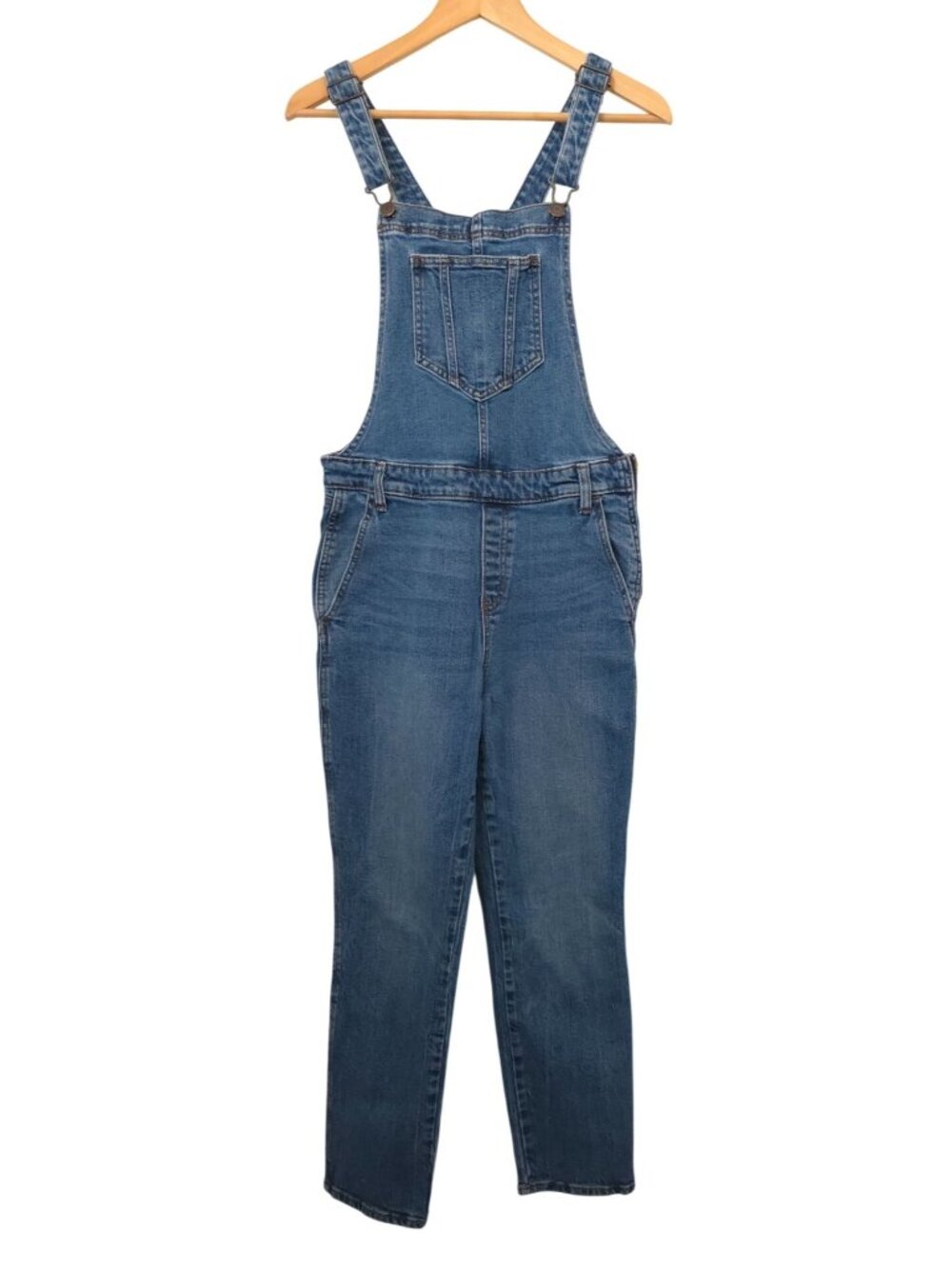 Old Navy Blue Denim Bib Overall Jeans w/ Side Zipper Women's Sz 12